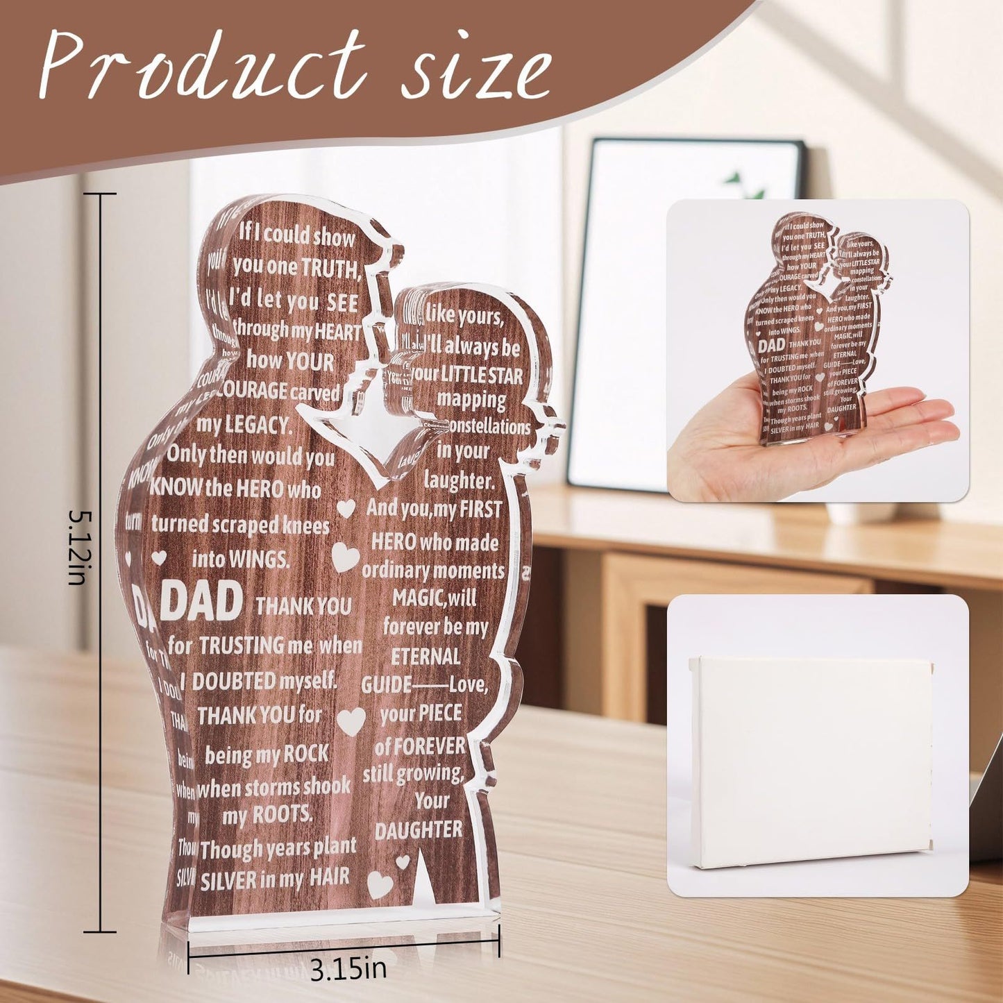 Daughter To Dad,Heartfelt Acrylic Plaque - Father's Day,Birthday Gift,Amazon Is Banned,652-10511-P
