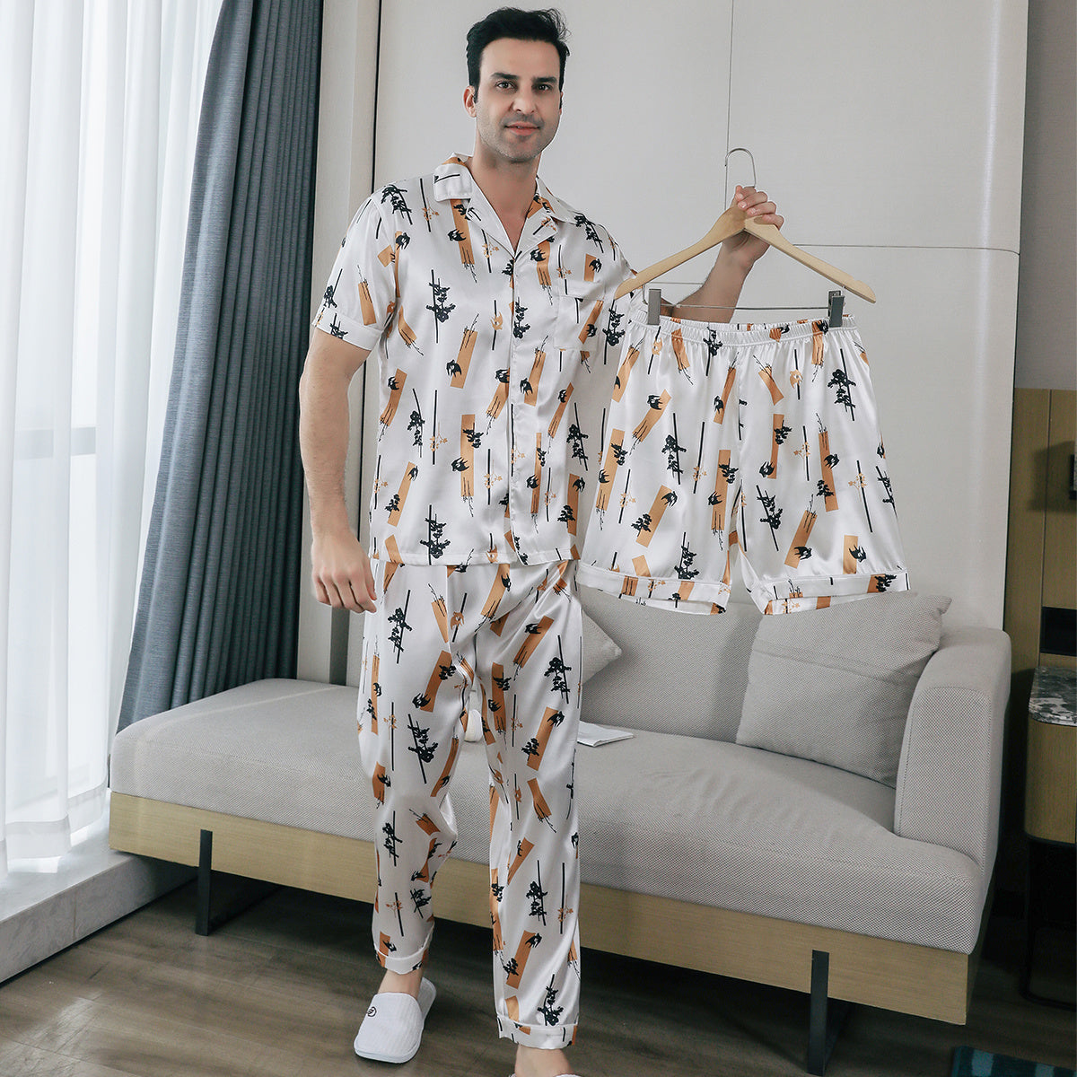 Men's Ice Silk Double Short Suit