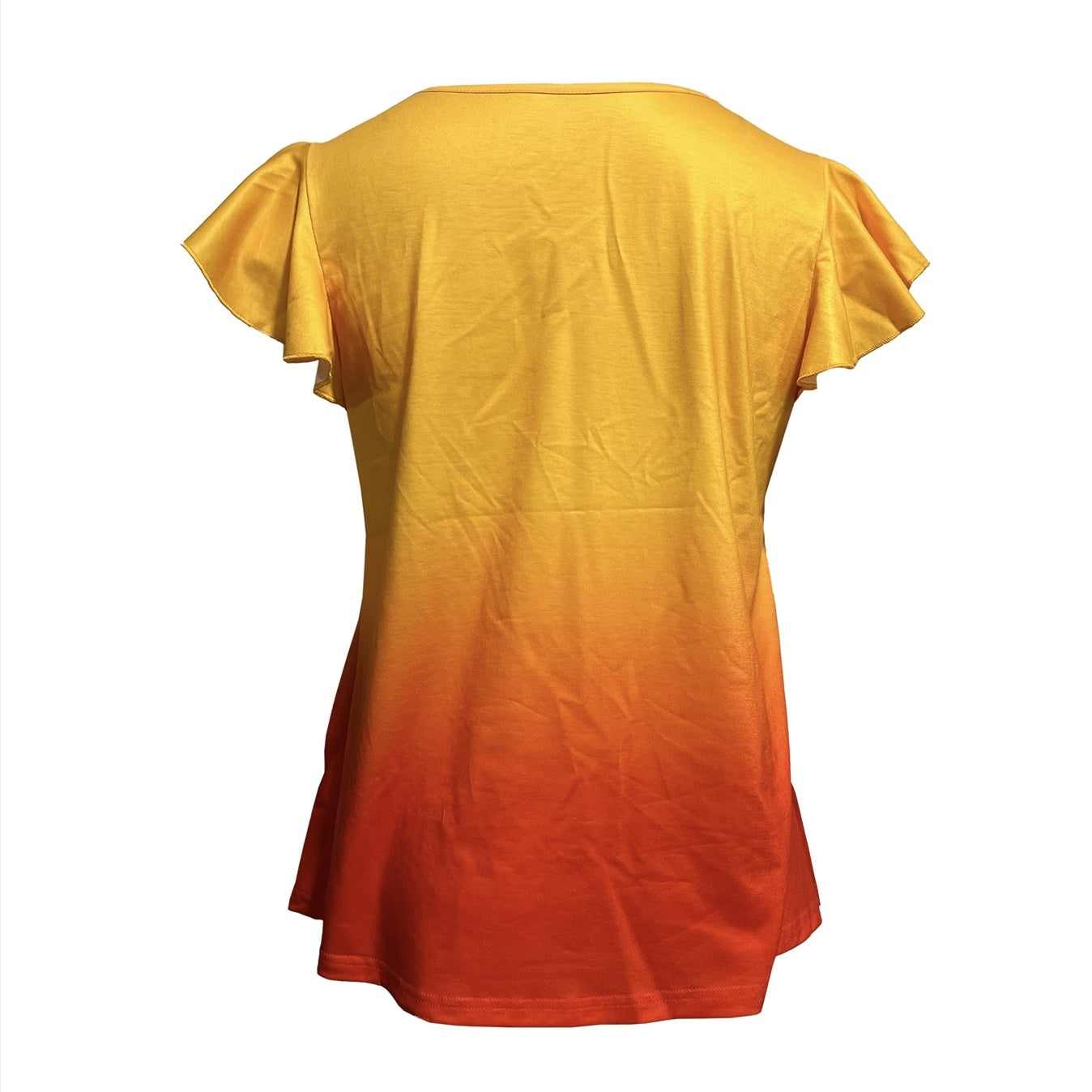 Summer New Mixed Color Fungus Sleeves Casual Elegant Style Versatile T-shirt Top