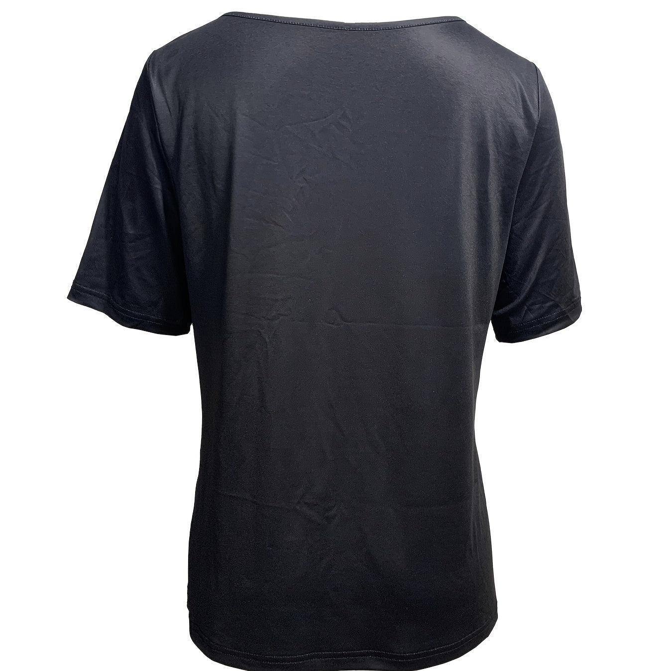 Ladies' Color Blocking Casual Versatile Asymmetrical Collar T-shirt Top