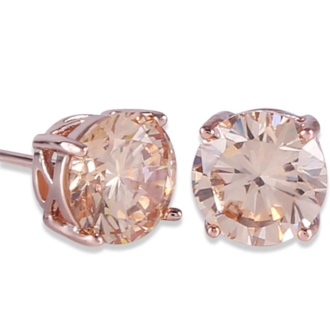 1 Pair Of Rose Gold Tone Citrine Royal Trip Jewelry Eternal Stud Earrings, Perfect Gift For Birthday, Christmas, Chinese New Year's Eve, Anniversary, Mother's Day