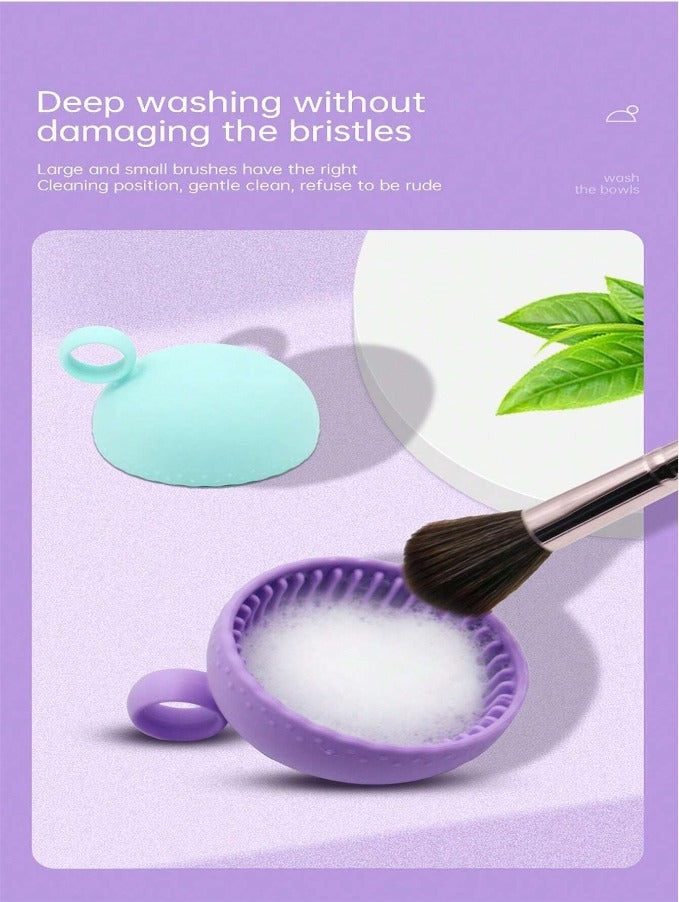 Two Silicone Dishwashing Brushes - Green And Purple Are Durable, Non-slip And Easy To Hold