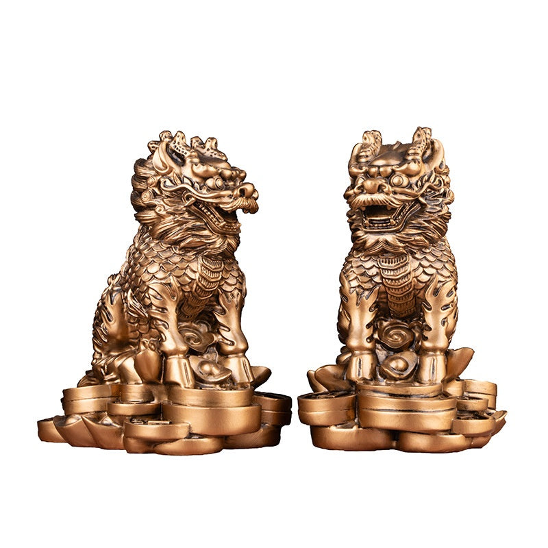 Lucky Jinbao Copper Kirin Gold Ingot Ornaments, Feng Shui Office Home Decoration, Housewarming, Business High-end Gifts - Prohibited For Sale On Temu
