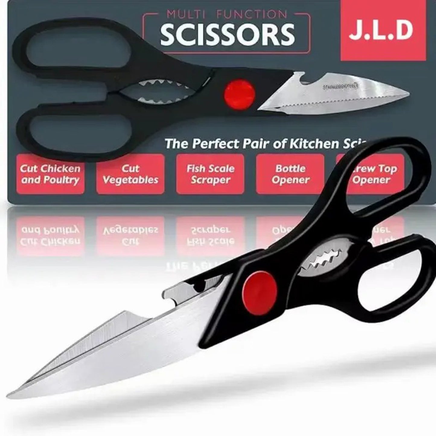 Food Scissors, Sharp Scissors With Walnut Tongs, Bottle Opener, Can Opener, Vegetable Cutting Scissors, Chopping Scissors, USPS Shipping, Supports Self Pickup