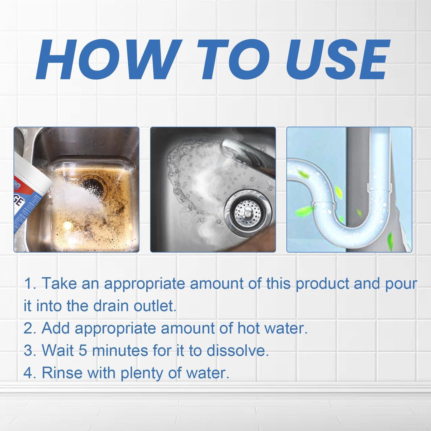 Jiesuin Pipe Dredging Agent, Kitchen And Bathroom Sewer Blockage Cleaning Stain Deodorizing Cleaner