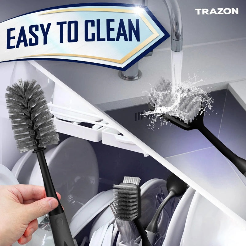 Dish Brush Set Of 4 With Bottle Water Brush Dish Scrub Brush Straw Brush Black