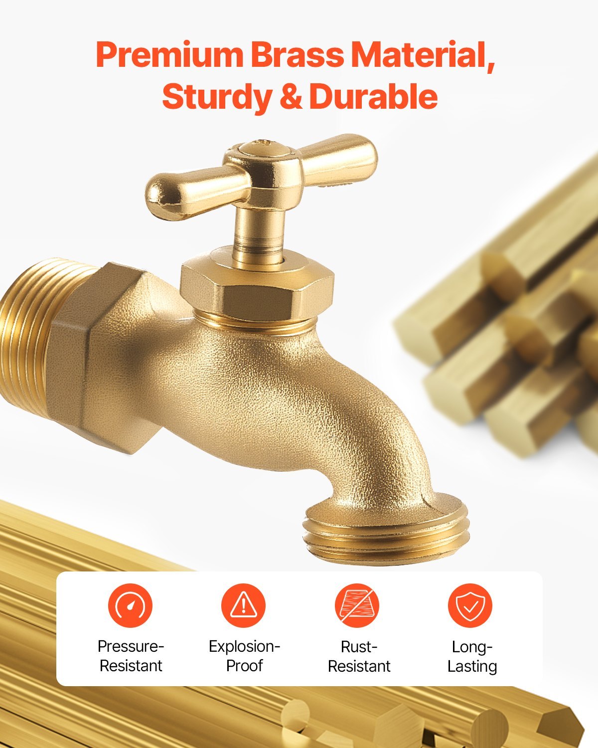 Hose Bibb Connection Brass Outdoor Water Faucet Spigot