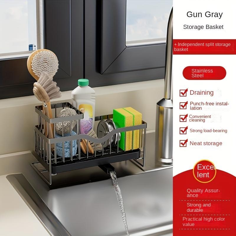 Kitchen Household Wall-mounted Multifunctional Multi-layer Carbon Steel Cleaning Supplies Rack,Please Note That This Product Is Shipped By Yourself For The Average Shipping Cost