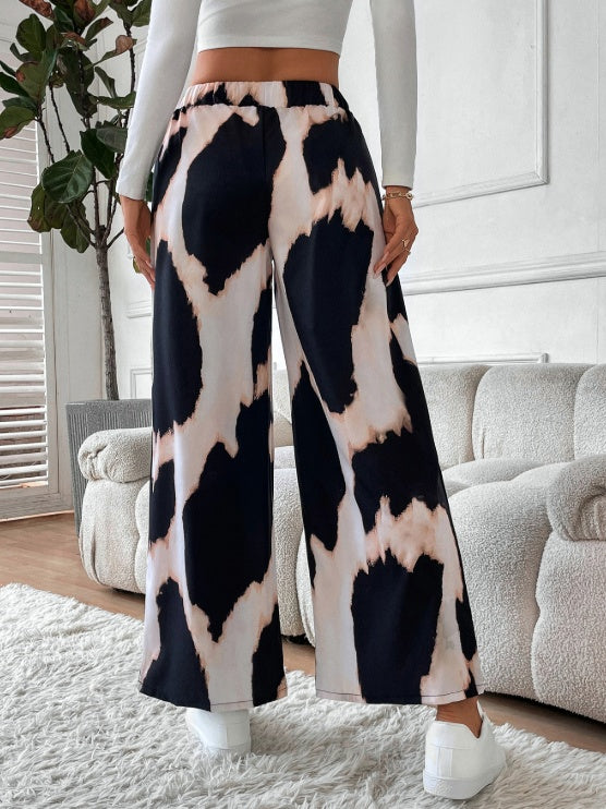 Ladies' Printed Comfortable And Fashionable Casual Wide Leg Pants