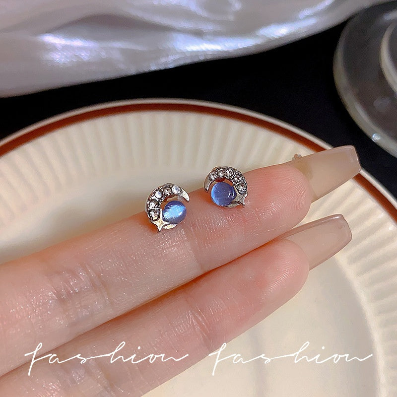 Starry Sky Women's Mini Blue Zircon Earrings-Stylish And Elegant, It's The Perfect Birthday Gift For Your Girlfriend Or Girlfriend-Selling On Temu Is Prohibited