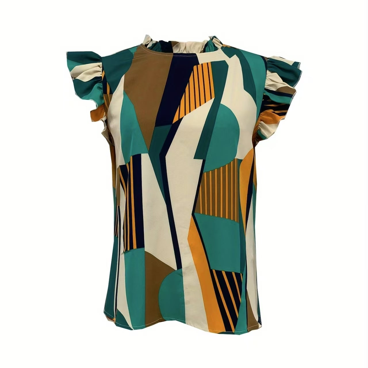 Ladies' Imitation Collar With Ruffled Edge Decoration, Ruffled Edge Shirt, Casual Top