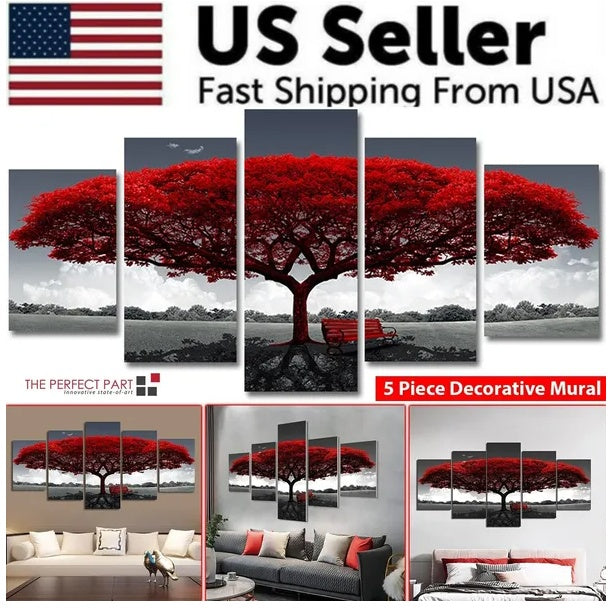 5Pcs Canvas Print Paintings Landscape Pictures Wall Art Modern Living Room Decor