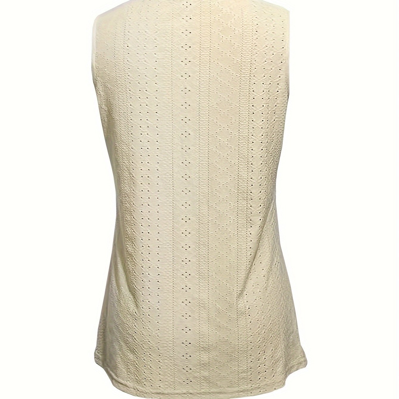 Ladies' Solid Color Sleeveless Top Vest With Lace Button Design, Fashionable Casual Top