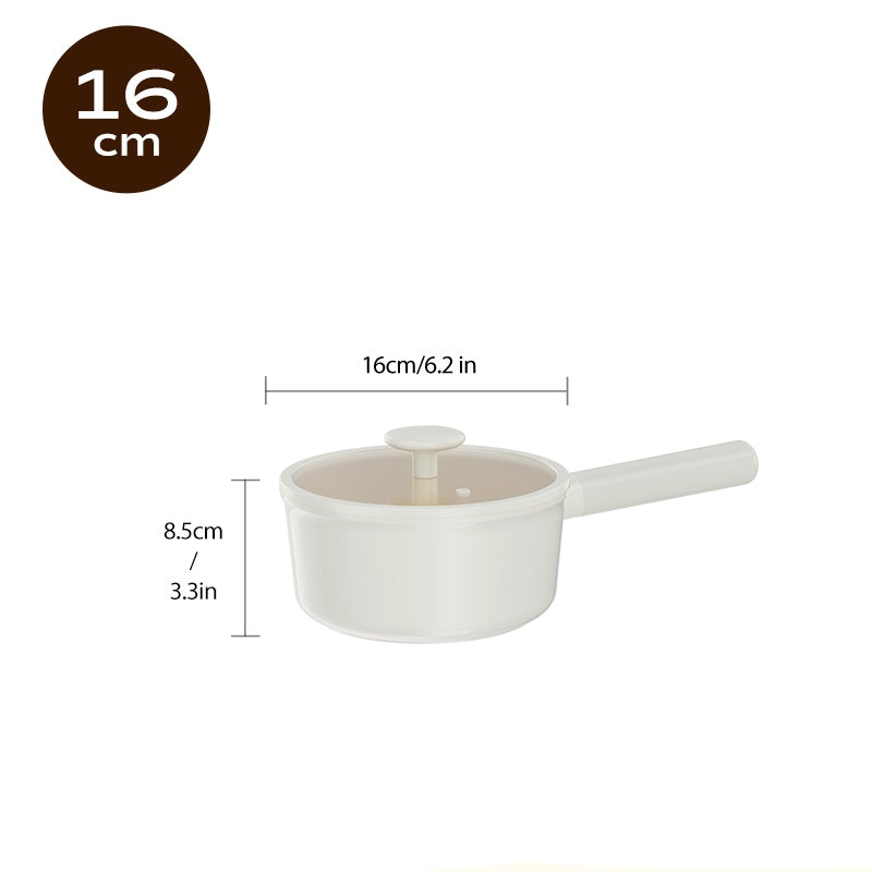 2 Piece Set 6.3 Inch,7.87 Inch ,1.5 QT,3 QT, Aluminum Mini Pots With Detachable Handles And Glass Lids ,Free Of PFOA,PFOS, Dishwasher Safe, Compatible With Gas,Electric Ceramic Cooktops