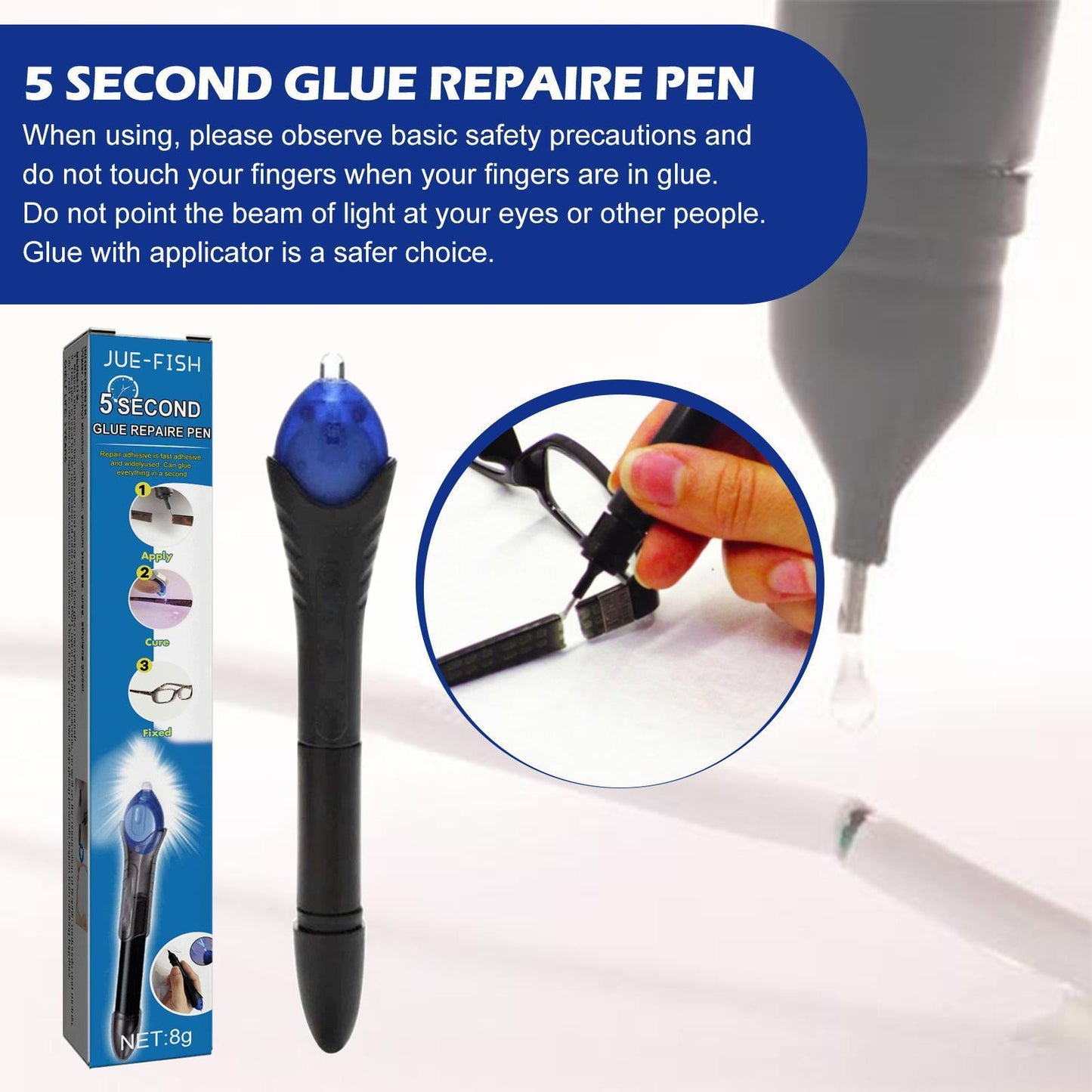 Jueyu UV Light Curing Glue Pen 5 Seconds Quick Drying High And Low Temperature Resistant Plastic Ceramic Cable Repair Glue
