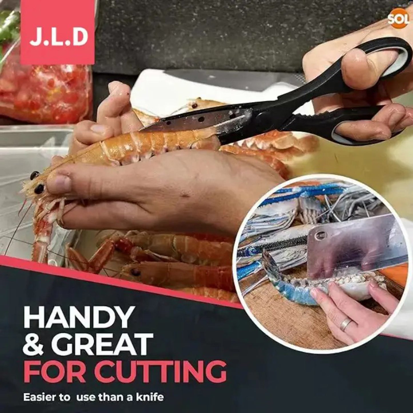 Food Scissors, Sharp Scissors With Walnut Tongs, Bottle Opener, Can Opener, Vegetable Cutting Scissors, Chopping Scissors, USPS Shipping, Supports Self Pickup