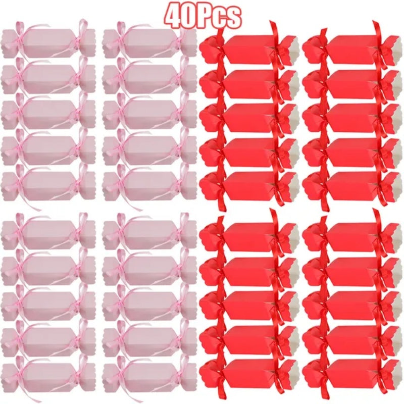 40Pcs Wedding Party Treat Boxes Small Red Candy Shaped Gift Boxes
