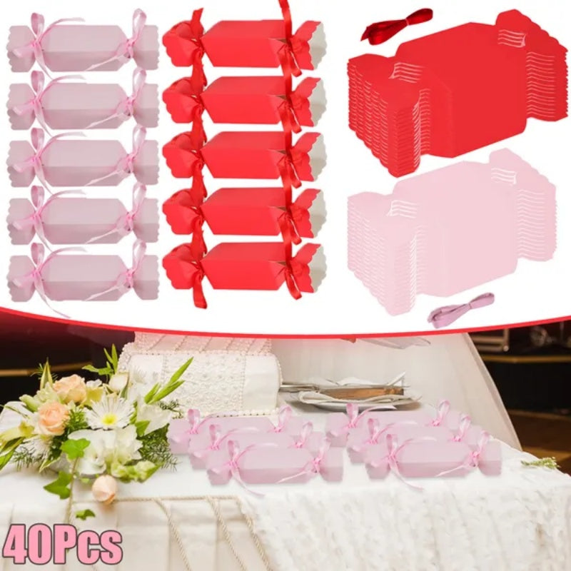 40Pcs Wedding Party Treat Boxes Small Red Candy Shaped Gift Boxes
