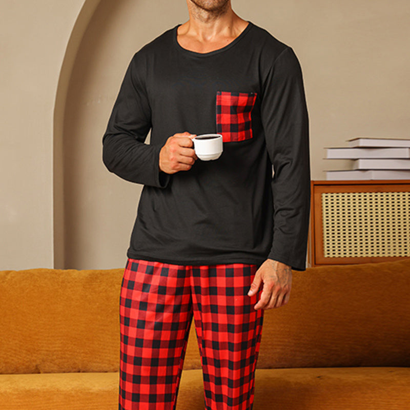 Ice Silk Long Sleeve Long Pants Men's Pajama Set