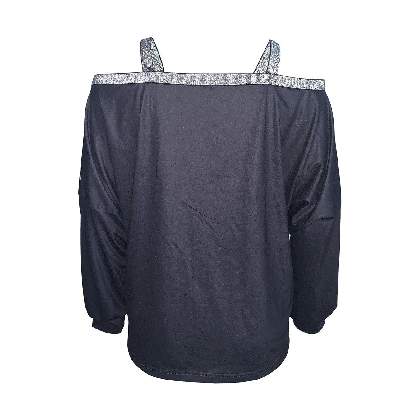 Women's Fashion New Chain Printed Sequin Cold Shoulder Long Sleeved Sweatshirt With Exposed Shoulder Top