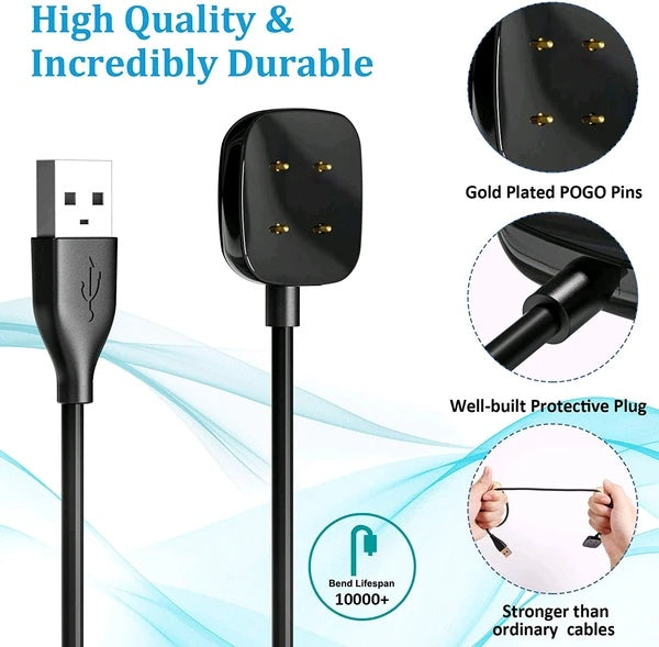 Wireless Charger For Sense Versa 3 4 Watch USB Fast Charging Dock Cable