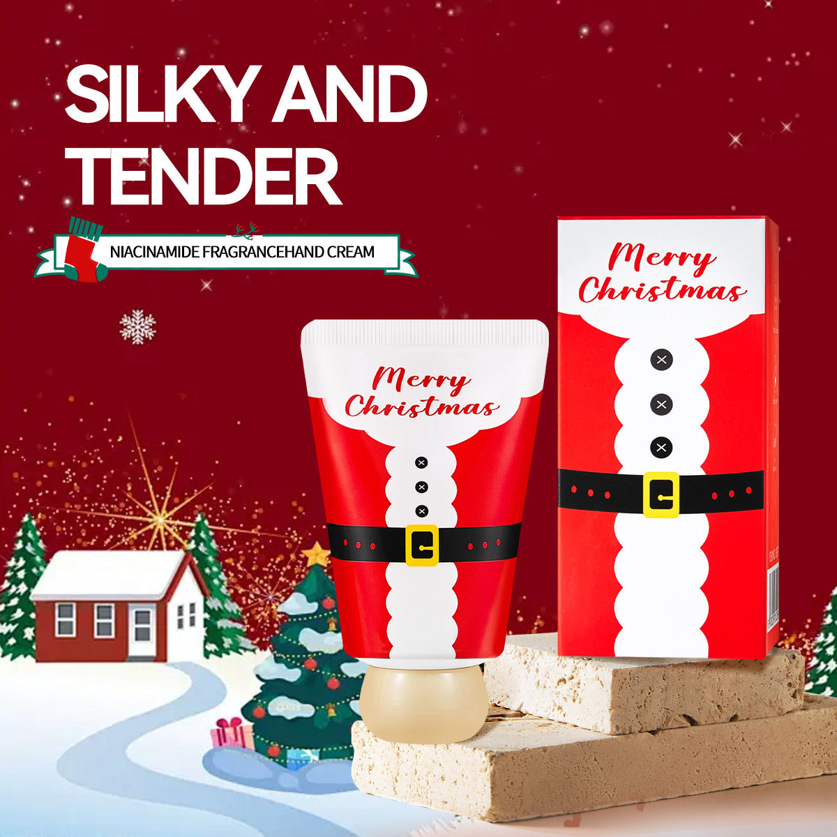 Santa Claus Hand Cream Set - Hypoallergenic, Glycerin & Ceramide Rich, Moisturizing Hand Care For All Skin Types, Ideal Christmas Gift With Plant Squalane