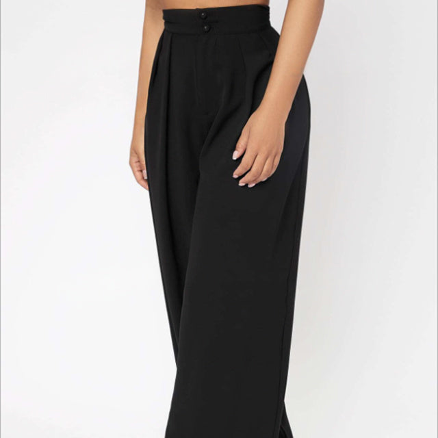 Ladies' Solid Color New Fashionable Commuting Loose Comfortable Button Down Pants