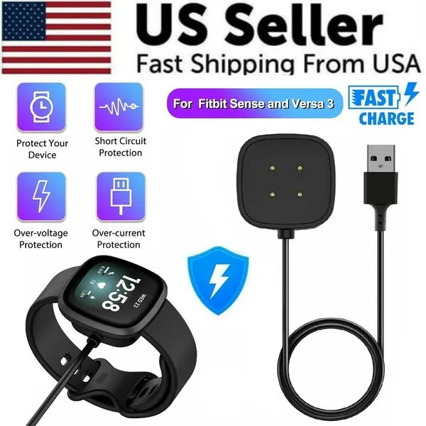 Wireless Charger For Sense Versa 3 4 Watch USB Fast Charging Dock Cable