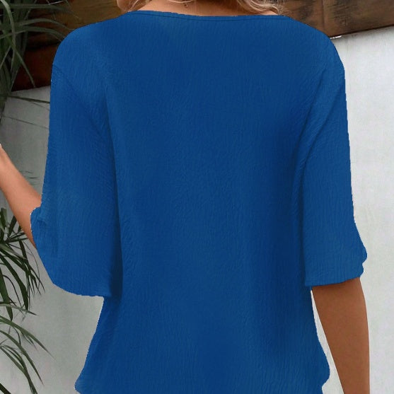 Women's Solid Color Hanging Collar Shoulder T-shirt
