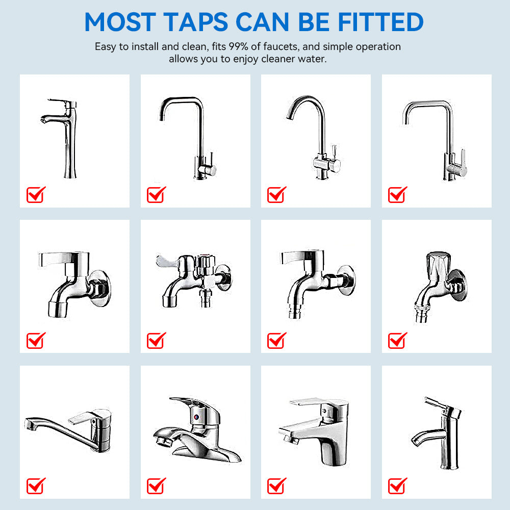 3Pack Universal 360 Degrees Rotating Faucet Water Filter Kit With 6 Replacement Filter For Kitchen & Bathroom Sink