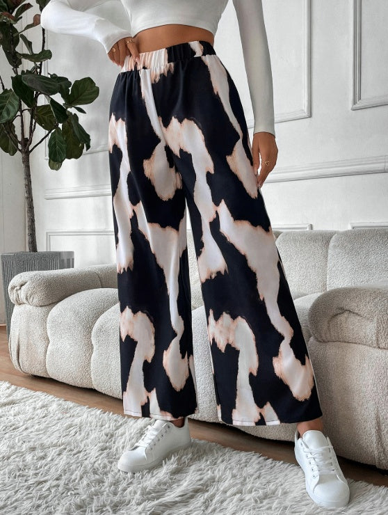 Ladies' Printed Comfortable And Fashionable Casual Wide Leg Pants