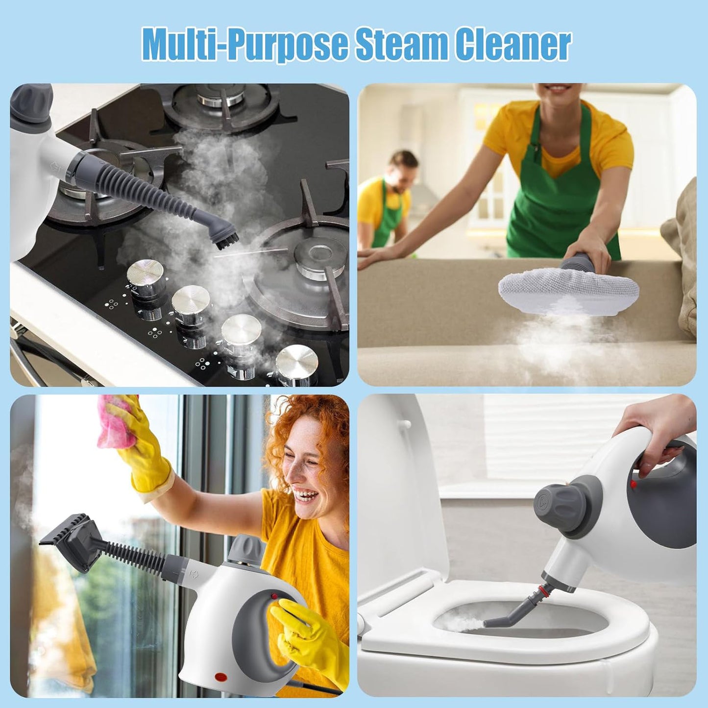 Handheld Steam Cleaner With Safety Lock, 500 Ml Large Water Tank 12 Piece Accessory Set Deep Cleaning Multiple Surfaces For Kitchen, Bathroom, Car, OffWhite