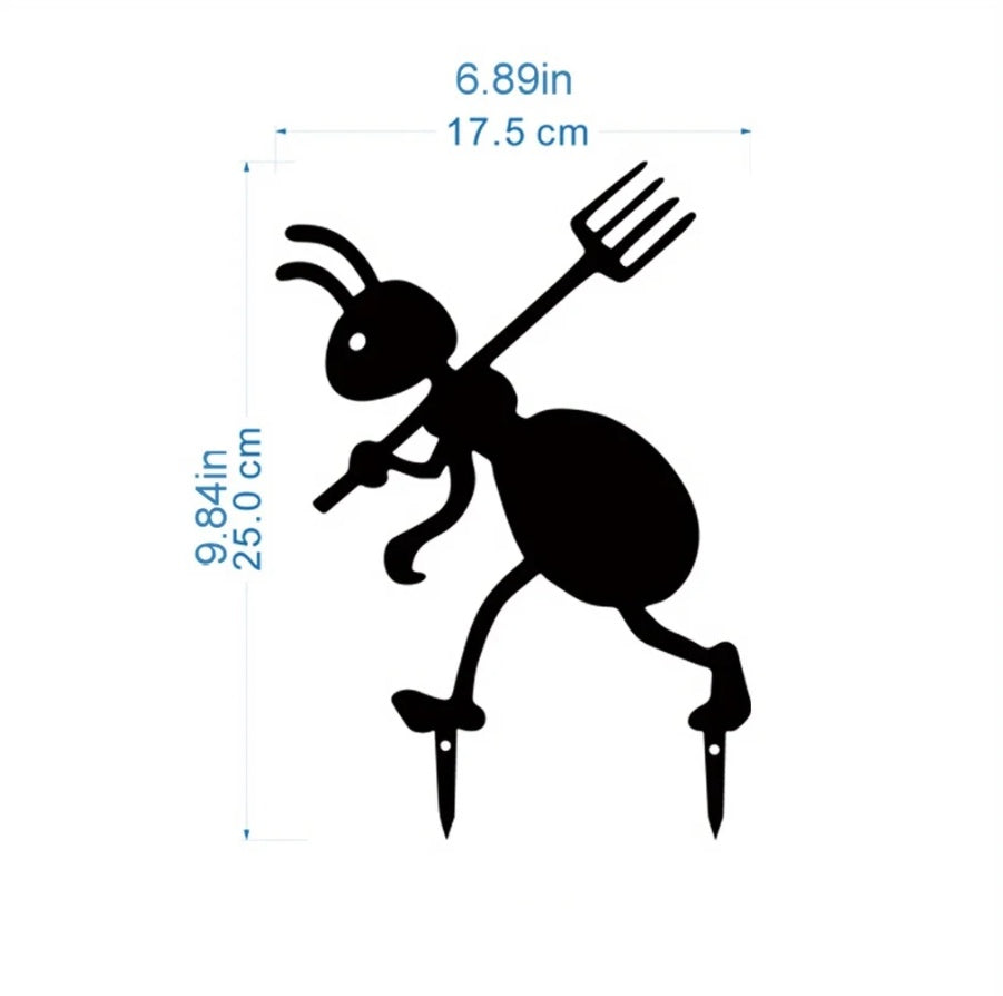 Decorative Iron Ant Garden Stake,Outdoor Metal Yard Art For Lawn, Patio,Backyard