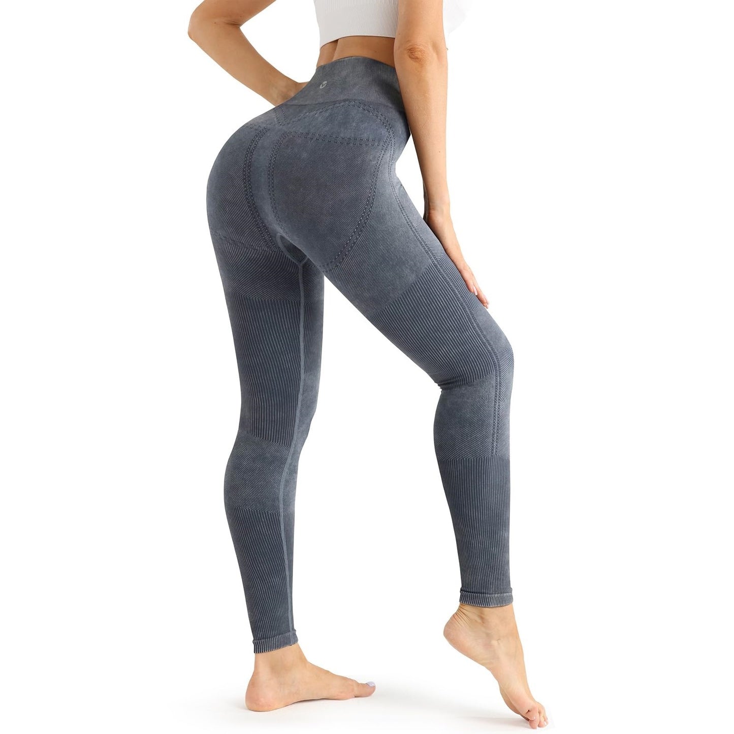 Womens Ribbed Seamless Leggings High Waisted Tummy Control Workout Full Length Yoga Pants