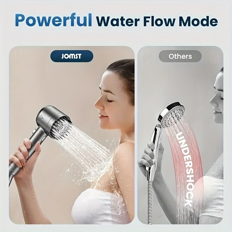 Stainless Steel Fixture - 5 Filter Shower Set, With 3 Adjustable Modes, Stainless Steel Panel And Adapter, Perfect Christmas Gift, Christmas Shower. My Order