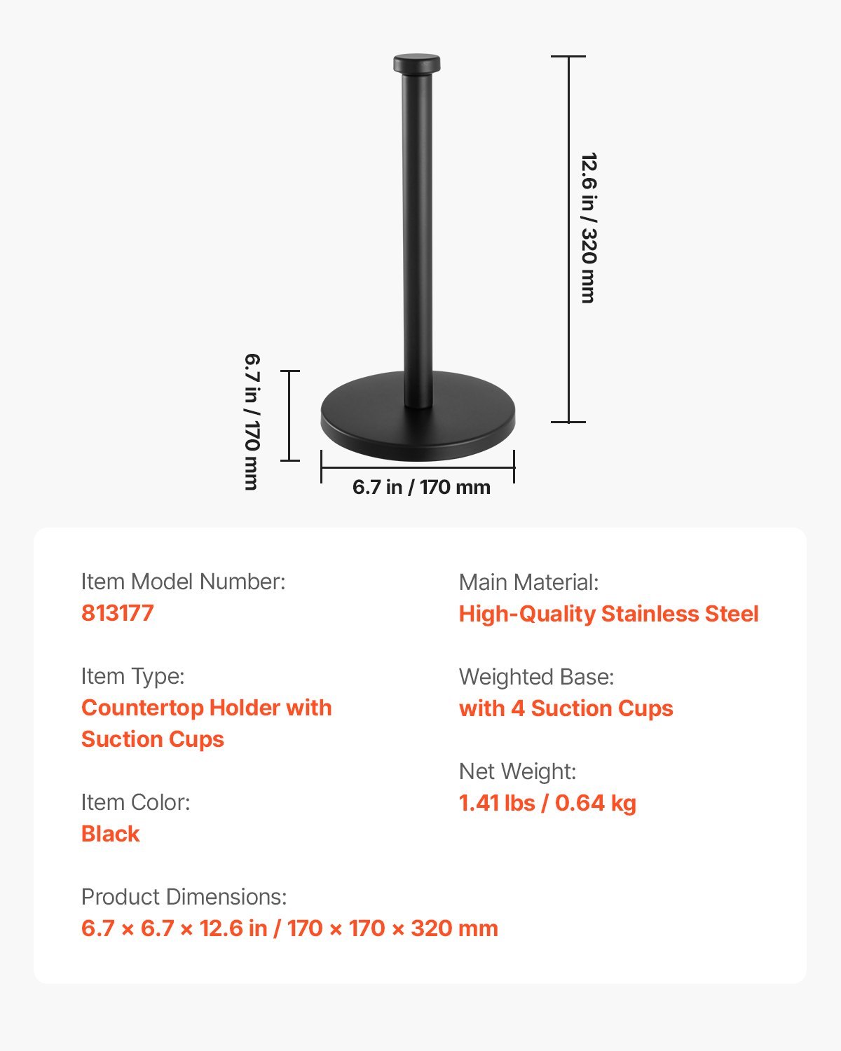 Paper Towel Holder Countertop Stainless Steel Paper Towel Stand For Kitchen