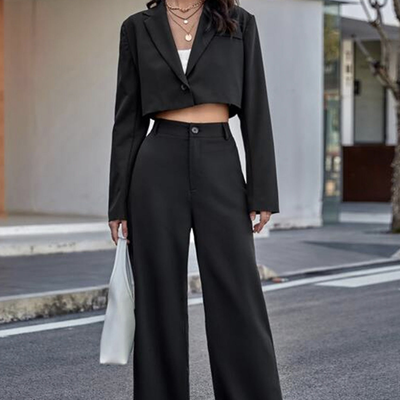 Ladies' Solid Color Fashionable New High Waisted Wide Leg Pants, Cinched Waist For Slimming And Leg Length For Versatile Commuting, Professional Street Photography, Casual Pants