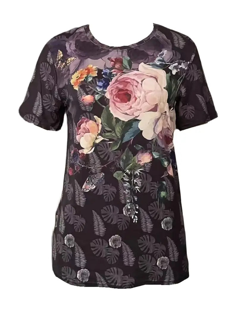 New Short-sleeved Crewneck T-shirt Printed Casual Top For Summer