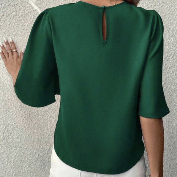 Women's Solid Color Round Neck Loose And Comfortable Shirt Top