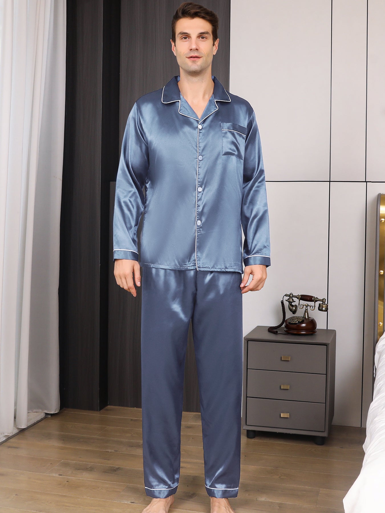 Ice Silk Men's Pajama Set