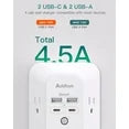 Surge Protector Outlet Extender - Addtam 5-Outlet Splitter with 4 USB Wall Charger(2 USB-C Ports), Multi Plug Outlet Power Strip for Home, Dorm Room Essentials
