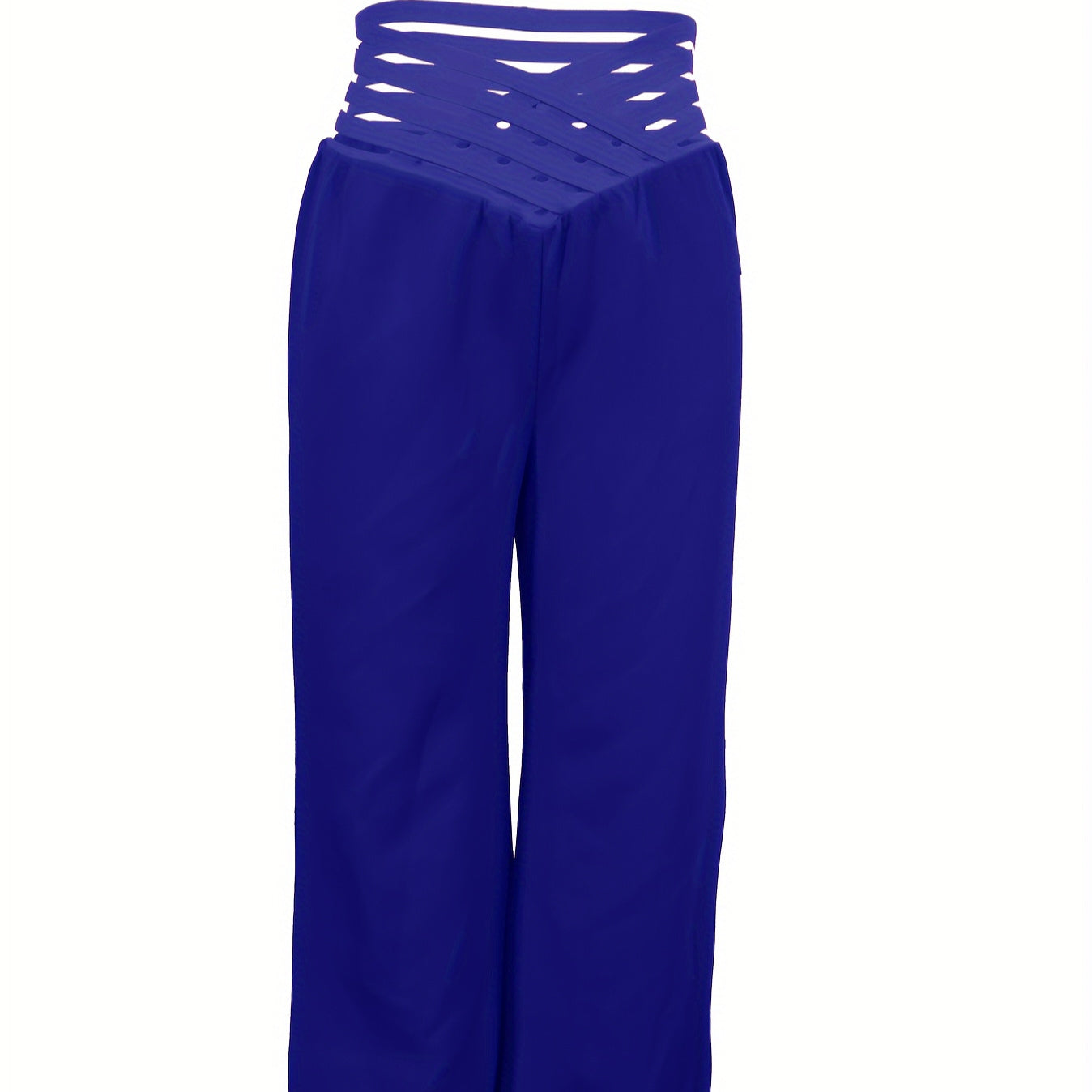 Ladies' Solid Color High Waisted Hollowed Out Fashionable New Product Versatile High Waisted Pants Straight Leg Flared Pants