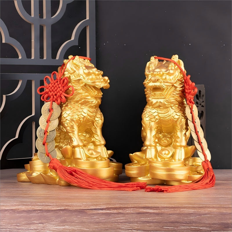 Lucky Jinbao Copper Kirin Gold Ingot Ornaments, Feng Shui Office Home Decoration, Housewarming, Business High-end Gifts - Prohibited For Sale On Temu