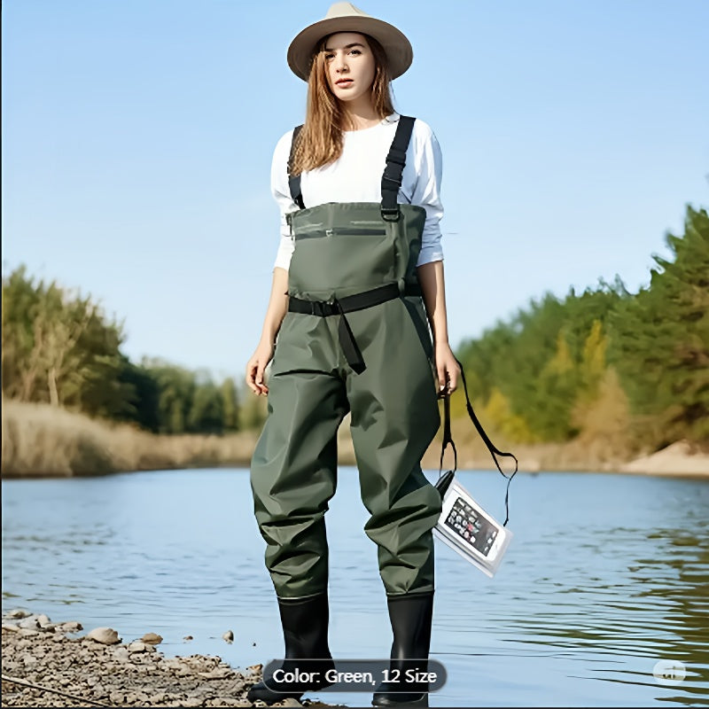 Fishing Waders For Men & Women, Waterproof 2-Ply Nylon PVC Chest Wader With Boots For Outdoor