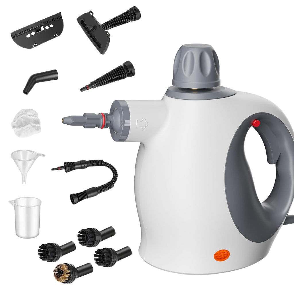Handheld Steam Cleaner With Safety Lock, 500 Ml Large Water Tank 12 Piece Accessory Set Deep Cleaning Multiple Surfaces For Kitchen, Bathroom, Car, OffWhite