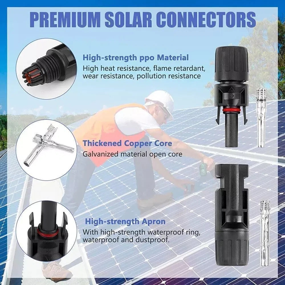 Male Female Solar Cable Connectors For DIY Solar Panel US