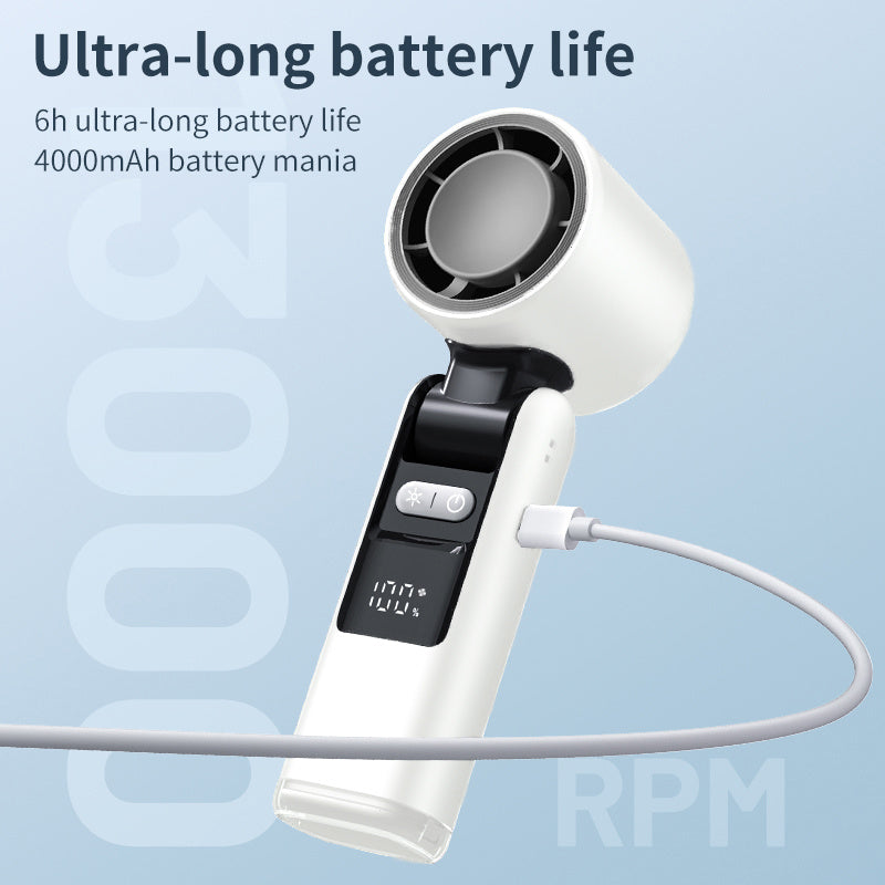 Fit For Portable Turbofan USB Rechargeable Strong Wind Adjustable Wind Speed 4000mAh Foldable Outdoor Camping Cooling Fan