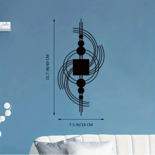 1PC Modern Geometric Metal Wall Art - Circular & Square Abstract Wall Sculpture - Minimalist Home Decor For Living Room, Bedroom, Bathroom, Kitchen - Trendy Housewarming Gift, Halloween Decor, Wall Ha