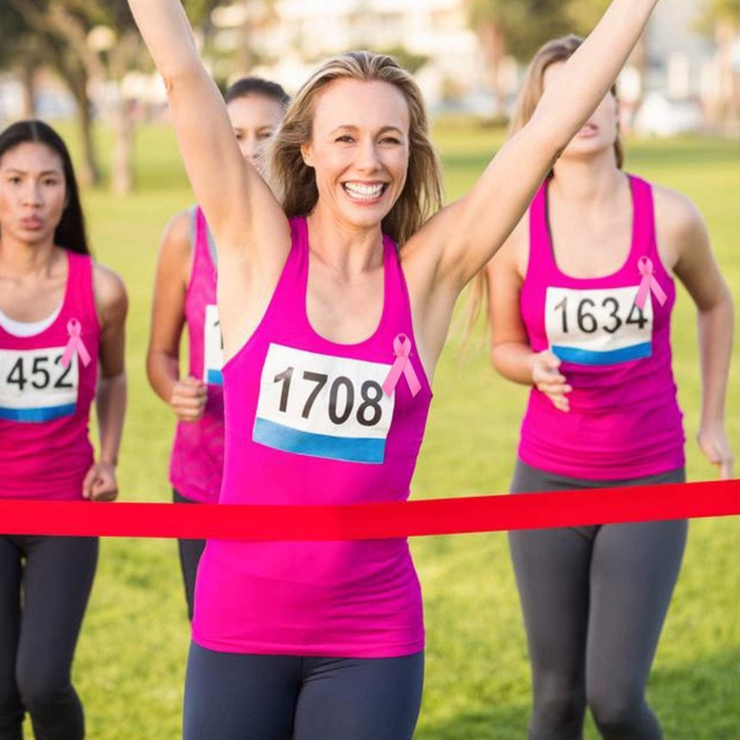 Halatool 100 Pink Ribbon Pins For Breast Cancer Awareness, Gifts For Women And Girls, Public & Social Events, Charity Party Supplies, Events-Selling On Amazon Is Prohibited