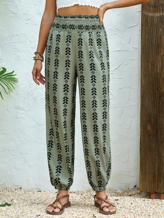 Ladies' Printed Adjustable Rope Geometric Graphic Printed Fashionable Pants